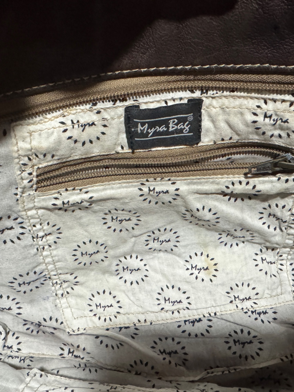 Myra Bag Brown and White Cowhide Tote - Picture 2 of 9